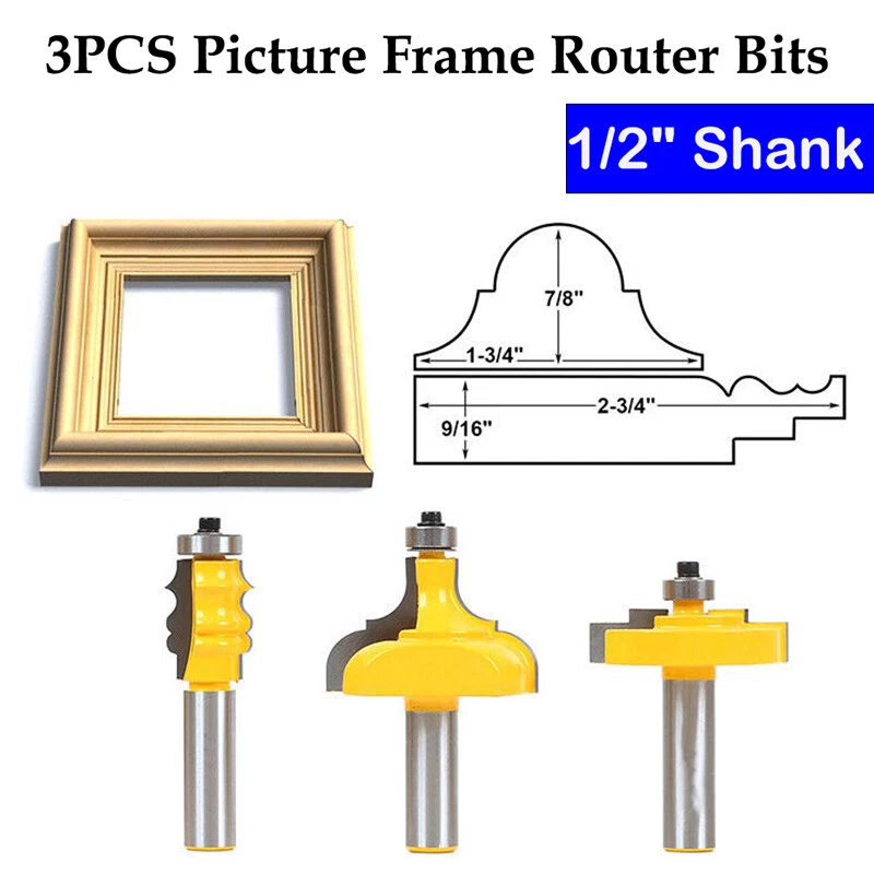 3Pcs Picture Frame Router Bit Set 1 2