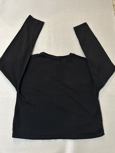Zara Shirt Girls Size 11/12 Cropped Long Sleeve Black Graphic Cotton - Picture 3 of 6
