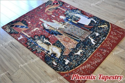 (LARGE) HEARING The Lady & Unicorn Medieval Tapestry Wall Hanging Jacquard Weave - 第 3/10 張圖片