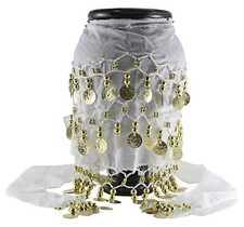 Châle BLANC dance orientale du ventre ethnique foulard décoré du Moyen Orient