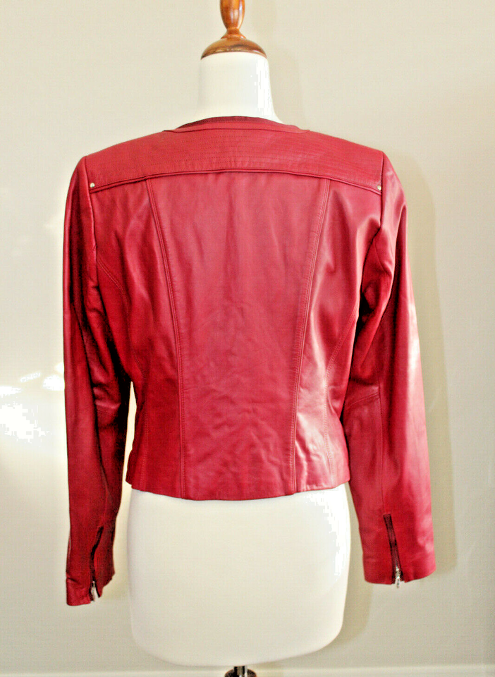 White House Black Market Red Leather Hip Length Jacket NWT | eBay