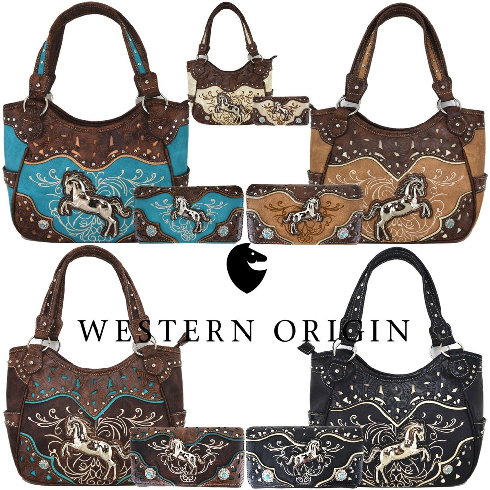 Western Horse Handbag Concealed Carry Purse Women Country Shoulder Bags / Wallet