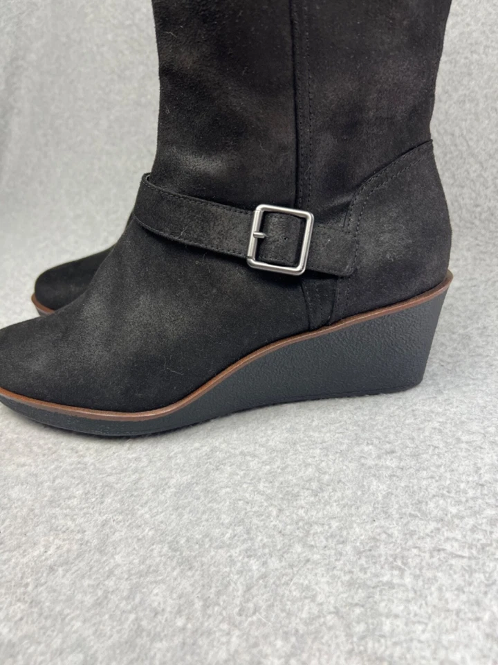 A2 By Aerosoles Robins Egg Black Zip-Up Knee Height Wedge Boots 9.5 Black - Image 4 of 4