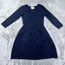 Skies Are Blue Knit Dress Long Sleeve Fit Flare Ribbed Black