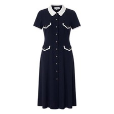 CHANEL 1993 Runway CC Logo Button Dress Made in France Size 36 Women's