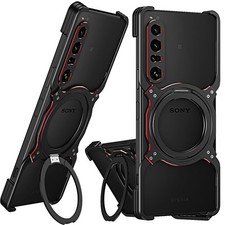 Magnetic Metal Armor X Type Rimless StandCase For Sony Xperia 1 VIII VII V IV VI