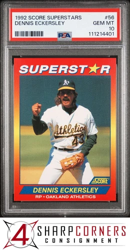 1992 SCORE SUPERSTARS #56 DENNIS ECKERSLEY HOF POP 3 PSA 10