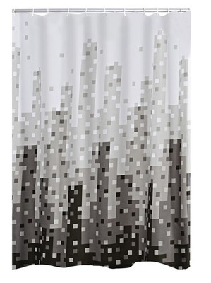 RIDDER Duschvorhang Textil Skyline 180x200cm grau Textilvorhang Polyestervorhang