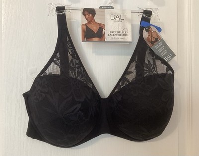 Bali Breathe Wireless T-Shirt Bra XL Black DF7594 Full Coverage Smooth Back NWT