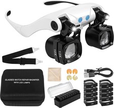 Magnifying Glasses for Close Work Watch Repair Magnifier with LED Light 10 Lens