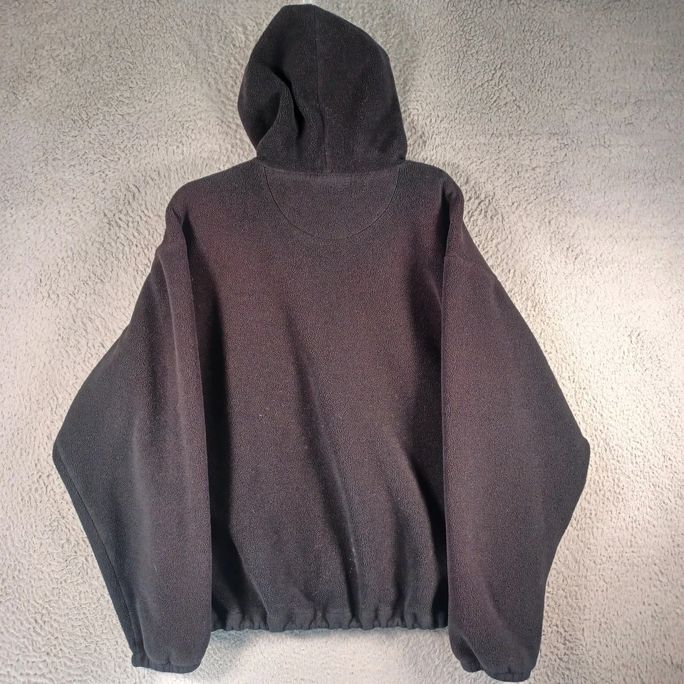 Cabelas Hombres Negro Cremallera Completa Sudadera con Capucha Chaqueta Talla Grande Cremallera Bolsillos Cuello Cordón Foto 2 de 4