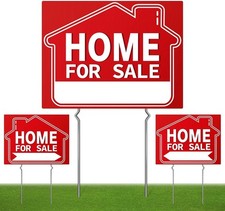 Home For Sale Sign 3 Pack , 17" X 13" Double-Sided Yard Signs with Metal Sta