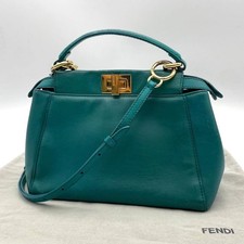 Borsa a tracolla FENDI Peekaboo 2 vie piccola pelle verde usata autentica dal Giappone