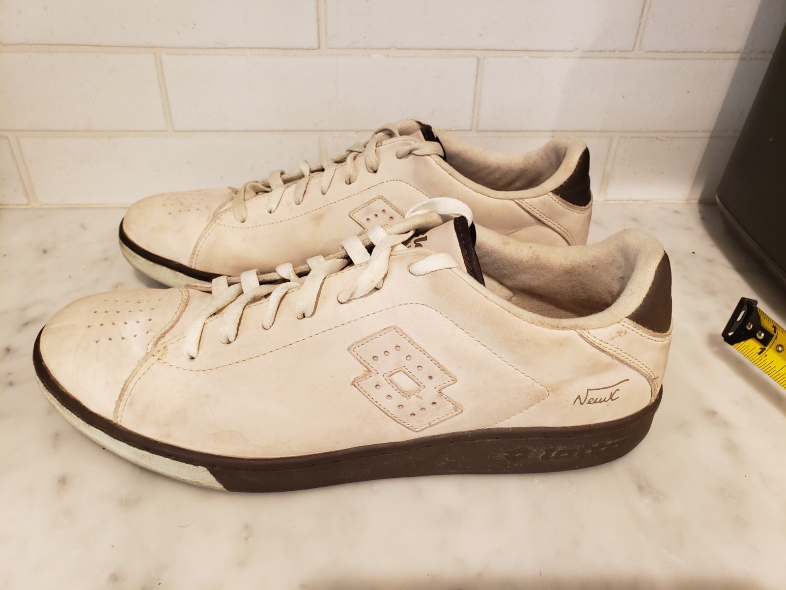 Lotto 12 scarpe sneakers uomo pelle panna