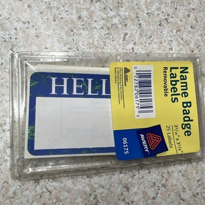 25 Vintage Avery Hello Name Badge Labels Badge Tag Stickers 1997 Globe Y2K