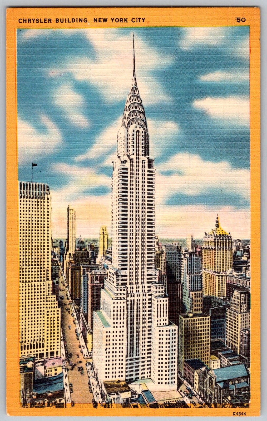 Vtg Linen Postcard Chrysler Building Art Deco New York, NY 1930s