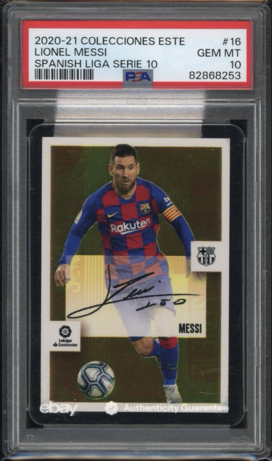 2020 PANINI COLECCIONES ESTE LA LIGA SPANISH SERIE 10 #16 LIONEL MESSI PSA 10