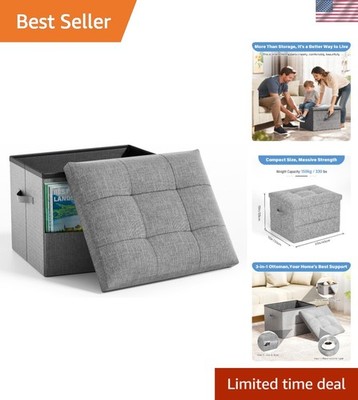 Elegant Drak Gray Storage Ottoman Foot Rest Stool   43L, Holds Up to 350lbs