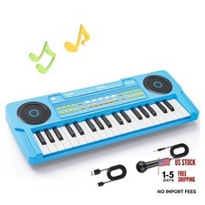 Upgraded 37 Keys Kids Piano Keyboard Portable Toddler Music Toy Keyboard Blue