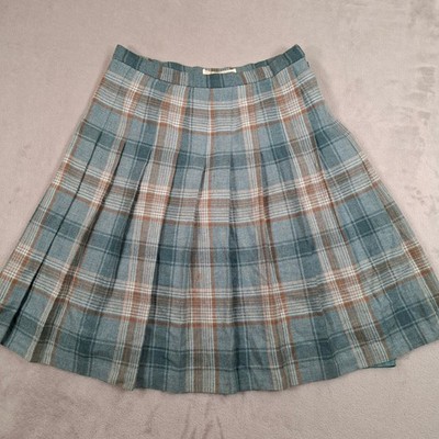 Edinburgh Woollen Mill Kilt Rock Damen UK 18 grün Tartan Wolle Plissee Vintage