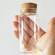 3pcs 100ml Small Glass Bottles Vials Jars Glass W/ Cork Stopper Storage Bottle