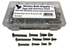 Type 316 Stainless Steel Phillips Flat Machine Screw Kit 6-111317