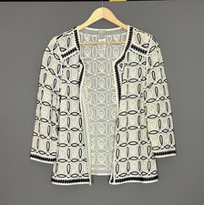 Chico  s Travelers Mesh Soutache Open Front Jacket Sheer Embroidered Cardigan 1 M