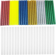50PCS Hot Glue Sticks 7x100mm, 20 Transparent and 30 Glitter Color for 7mm Hot  0.18 per stick