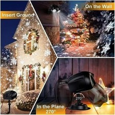 Christmas Snowflake Projector Outdoor LED Moving Snowfall Laser Light Landscape