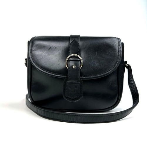 Celine Calf Leather Shoulder Bag Triomphe Embossed Black