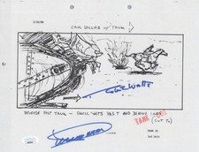 Indiana Jones - Storyboard signed by Dickey Beer & Robert Watts  8x10 JSA COA