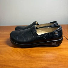 Alegria Women's Keli Professional Clog Night Rosette KEL-541 Black Leather 41