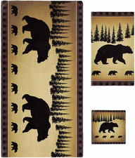 Bear Cabin Forest Animal Microfiber Bath Towel Set - Soft Absorbent Luxury Towel