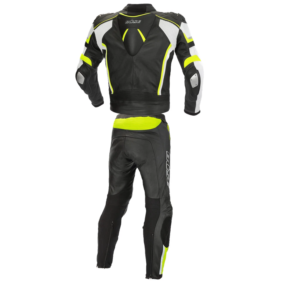 Combinaison en cuir buste Mille 2 pièces. pantalon veste de moto noir/jaune f... - Photo 2/2