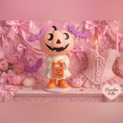 Pastel Pink Pumpkin Ghost Trick-or-Treat Coquette Halloween Pinkoween Decor NWT