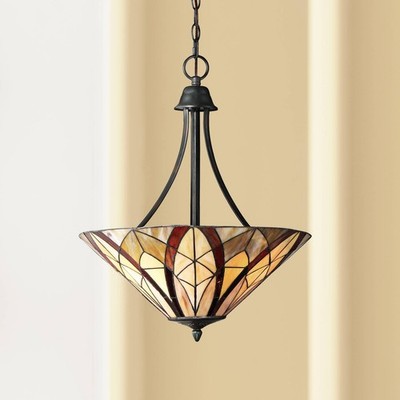 Quoizel Victory 19 1/4'' Wide Valiant Bronze Art Glass Pendant Light