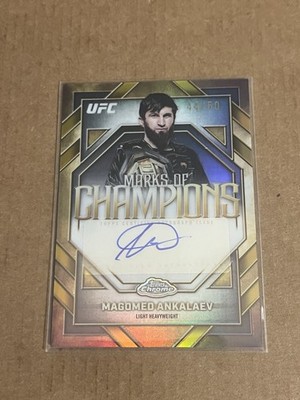 Magomed Ankalaev 2026 Topps Chrome UFC Auto /50 Marks of Champions Gold Geo