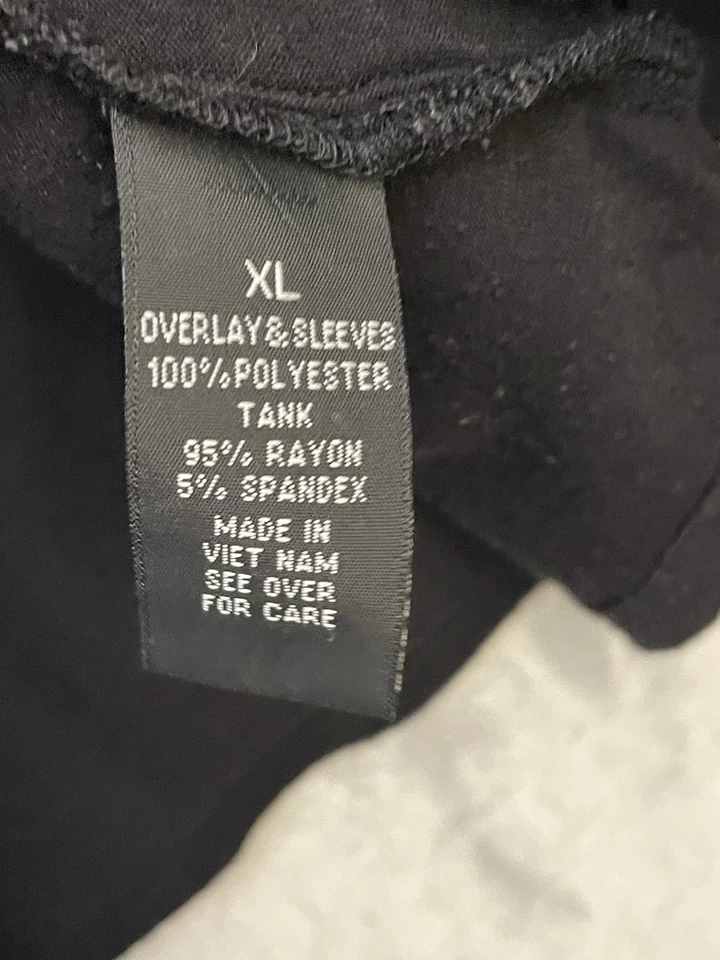 Blusa para mujer AB Studio negra superpuesta transparente dobladillo asimétrico XL en capas Foto 2 de 4