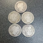 Lot 5 Barber Dimes 10C Silver 0.900 Philadelphia 1911-1914 #504