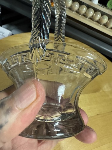 4741 Vtg 1930s Indiana Glass Basket Monticello Pattern Cut Starburst Bottom Logo - Picture 6 of 9
