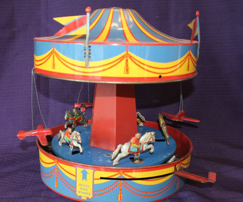 Vintage 1930's Wolverine #31 Tin Merry Go Round Carousel