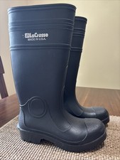 LaCrosse BlK Tall Rubber Mud Rain Waterproof Boots Made In USA Pull On SZ 5