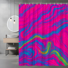 Colorful Abstract Pink and Blue Shower Curtain for Modern Bathroom