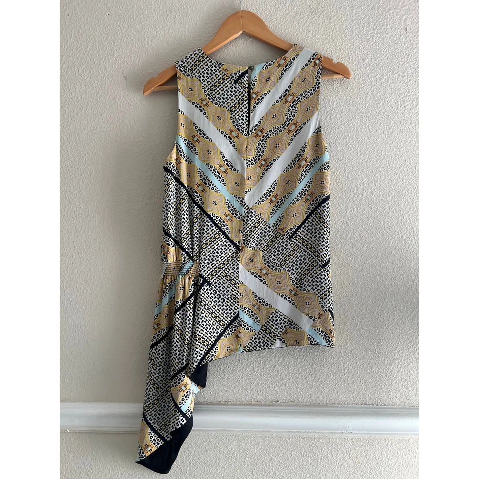 Twelve Street by Cynthia Vincent animal print geometric asymmetric blouse silk - Image 3 of 4