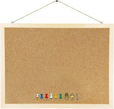 Cork Board Bulletin Board, 15.7"X 11.81" Pin Boards for Walls, Oak Wood Finish F