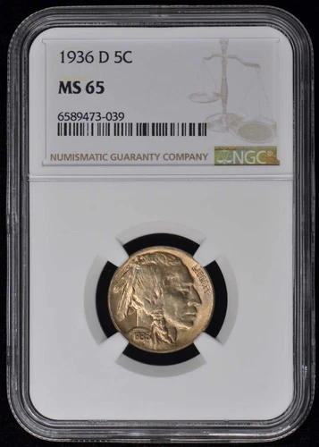 1936-D Buffalo Nickel Type 2 5C NGC MS65