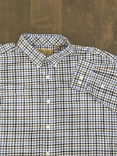 Gold Label Roundtree Yorke Mens Blue Gingham Check Button Down Shirt Size 2XL