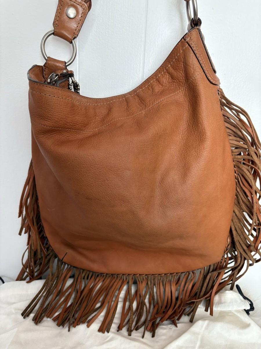 バッグ COACH Soho Suede Fringe Hobo Olive Brown COACH Soho Suede