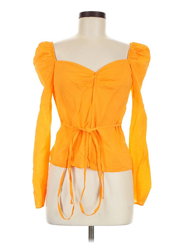 Topshop Women Orange Long Sleeve Blouse 6