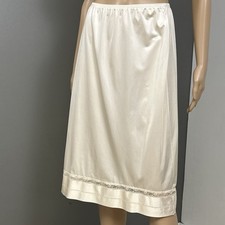 Vintage Lorraine Half Slip Skirt Size Tall Medium Ivory Trim A Length USA Made